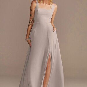 David's Bridal chiffon squared tank lace up bridesmaid dress bridesmaids dress